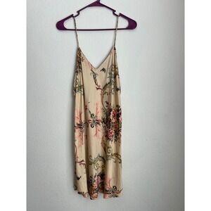 Victoria's‎ Secret Silk Slip Dress Floral Print Beige Pink Green L